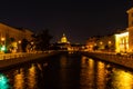 Night view of Moyka River, Saint Petersburg, Russia Royalty Free Stock Photo