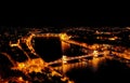 Aerial night view of Budapest, Hungary.