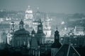 Beautiful Night View of Prague famous silhouettes