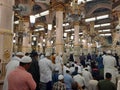 Beautiful night view of Rawdah in Masjid Al Nabawi, Madinah.