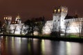 Beautiful night view of Russian orthodox churches in Novodevichy Convent monastery, Moscow, Russia, UNESCO world heritage site Royalty Free Stock Photo