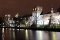 Beautiful night view of Russian orthodox churches in Novodevichy Convent monastery, Moscow, Russia, UNESCO world heritage site Royalty Free Stock Photo