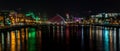 Beautiful night view scene Dublin city center old town Ireland city scape reflection river Liffey Royalty Free Stock Photo