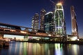Beautiful night view Skyscrapers City international business centre and Bagration bridge with Moskva river , Moscow, Russia Royalty Free Stock Photo