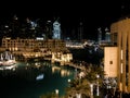 Beautiful night view of Souq Al Bahar and the Apple Store in Dubai Mall