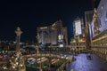 Beautiful night view of territory of hotel Venetian in Las Vegas. Nevada,