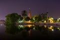 Beautiful night view of the Tran Quoc Pagoda on the small peninsula