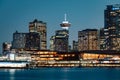 Beautiful night view on Vancouver Downtown view from Stanley Park Royalty Free Stock Photo
