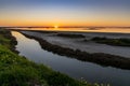 Nightfall with a colorful sky over wetlands and canals nature landscape Royalty Free Stock Photo