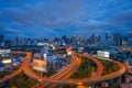 Beautiful nightscape Expressway traffic in Bangkok, Thailand. Convenience of transportation of capital city
