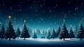 beautiful nighttime winter scene with snow-covered Christmas trees sparkling with star-like lights blue starry sky Royalty Free Stock Photo