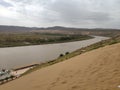 Beautiful Ningxia Shapotou, sanding and the Yellow River. Royalty Free Stock Photo