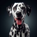 beautiful and noble Dalmatian dog, in a close-up pose on display generated by artificial intelligence.