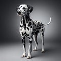 beautiful and noble Dalmatian dog, in a close-up pose on display generated by artificial intelligence.