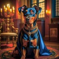 Beautiful noble purebred dog posing in a vintage interior