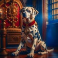 Beautiful noble purebred dog posing in a vintage interior