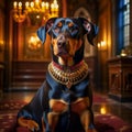 Beautiful noble purebred dog posing in a vintage interior