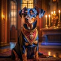 Beautiful noble purebred dog posing in a vintage interior