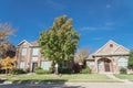 Beautiful North America neighborhood in fall season with row of Royalty Free Stock Photo