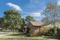 Beautiful North America neighborhood in fall season with row of Royalty Free Stock Photo