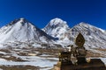 Beautiful North face of sacred Kailash mountain with golden deer and dharma wheel Royalty Free Stock Photo