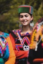 Beautiful North Indian girl from Manali Himachal Pradesh wearing traditional dress of Himachal