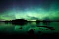 Beautiful northern lights over lake