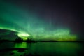 Beautiful northern lights over lake