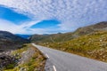 Beautiful Norway road landscape on high mountains. Royalty Free Stock Photo