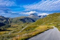 Beautiful Norway road landscape on high mountains. Royalty Free Stock Photo