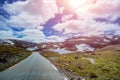 Beautiful Norway road landscape on high mountains. Royalty Free Stock Photo