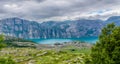 Beautiful Norwegian fjord panorama by the coast of Lysefjord, Norway Royalty Free Stock Photo