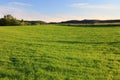 Lush lawn green grass garden house front yard land rural residential empty yard beautiful carpet blue sky feeding home backyard Royalty Free Stock Photo