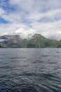 End of fjord. Beautiful Norwegian landscape. view of the fjords. Norway ideal fjord reflection in clear water In cloudy weather. Royalty Free Stock Photo