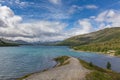 Beautiful Norwegian landscape. view of the fjords. Norway ideal fjord reflection in clear water. selective focus Royalty Free Stock Photo