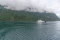 Beautiful Norwegian landscape. view of the fjords. Norway ideal fjord reflection in clear water. selective focus Royalty Free Stock Photo