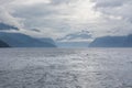 Beautiful Norwegian landscape. view of the fjords. Norway ideal fjord reflection in clear water. selective focus Royalty Free Stock Photo