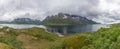 Beautiful Norwegian landscape. view of the fjords with turquoise water. Norway ideal fjord reflection in clear water. Panoramic Royalty Free Stock Photo