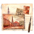 beautiful Nostalgic postcard clipart illustration