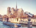 Notre Dame rear view with binoculars Royalty Free Stock Photo