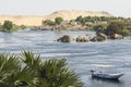 Beautiful Nubian landscape in Aswan with river Nile, Egypt Royalty Free Stock Photo