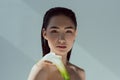 beautiful nude asian girl with calla flower Royalty Free Stock Photo