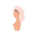 Beautiful nude woman wearing bath towel on her head. Stock vector flat illustration isolated on white background.