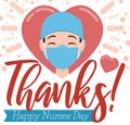Beautiful Nurse, Heart and Plasters Celebrating Nurses Day, Vector Illustration