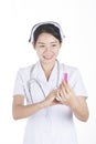 Beautiful nurse with a syringe Royalty Free Stock Photo