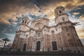 Spain Cadiz Cathedral With Sunset Clouds