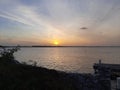 Beautiful ocean dock sunset in Grand Cayman Royalty Free Stock Photo