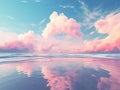 Beautiful ocean landscape with cotton candy clouds Royalty Free Stock Photo