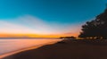 Beautiful ocean landscape at sunset time. Panorama Royalty Free Stock Photo