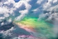 Beautiful ocean reflections under the clouds, view from the airp